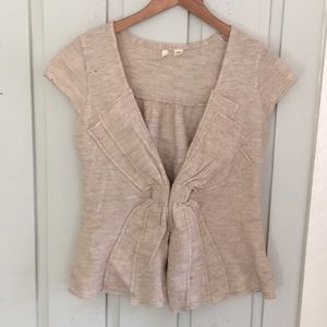 Very cute bow beige wool cardigan light sweater m